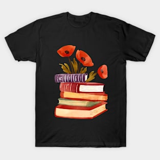 Poppy Flowers And Books | Red Poppies T-Shirt